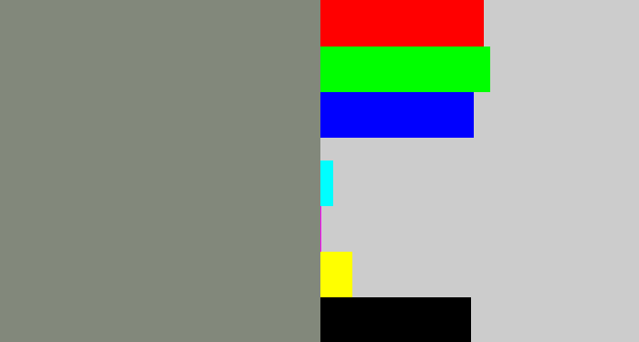 Hex color #82887b - medium grey