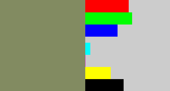 Hex color #828b61 - brown grey
