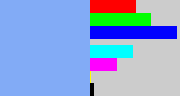 Hex color #82abf6 - carolina blue