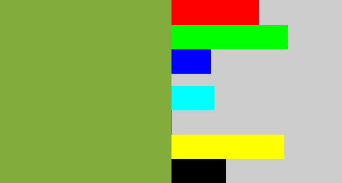 Hex color #82ad3a - avocado