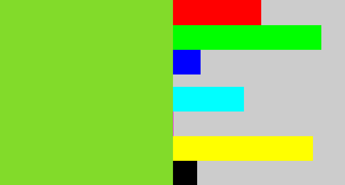 Hex color #82db2a - apple green