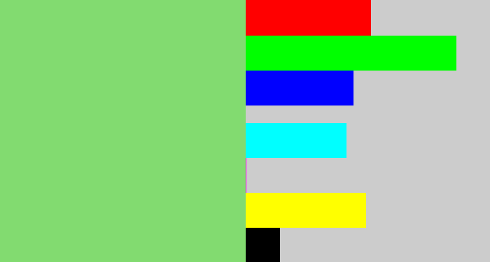 Hex color #82db70 - soft green