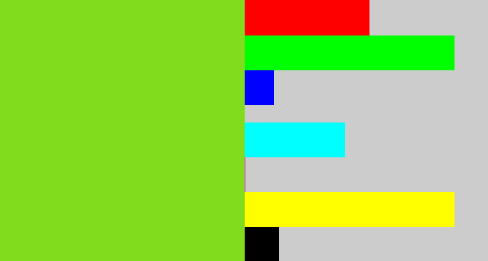 Hex color #82dc1e - apple green