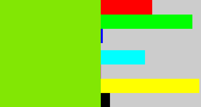 Hex color #82e704 - bright lime