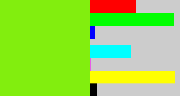 Hex color #82ee0e - bright lime