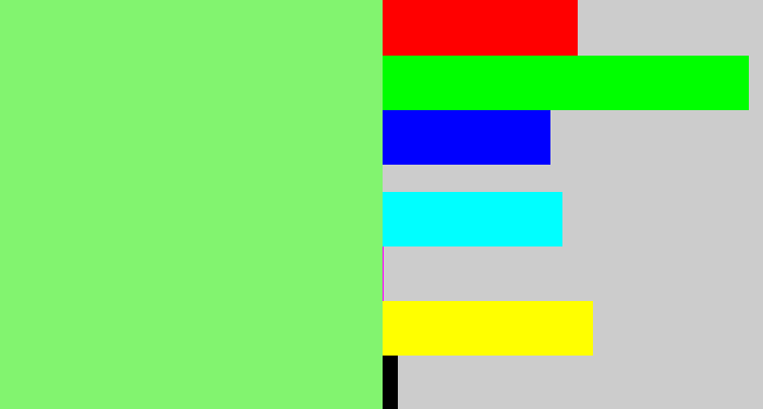 Hex color #82f46f - lighter green
