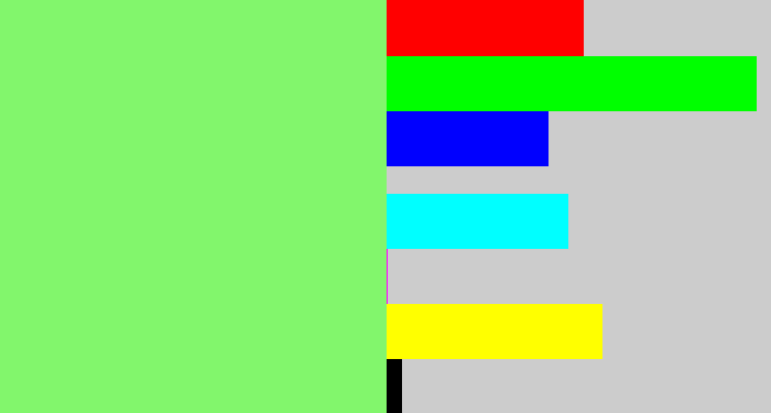 Hex color #82f66c - lighter green