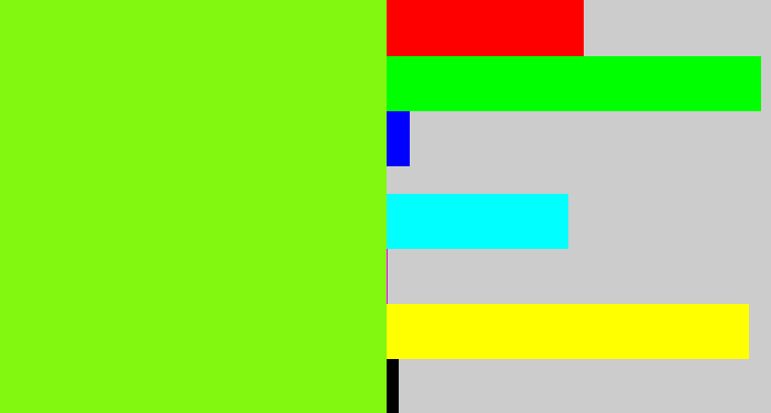 Hex color #82f710 - bright lime