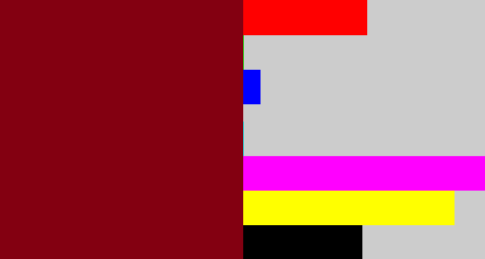 Hex color #830011 - crimson