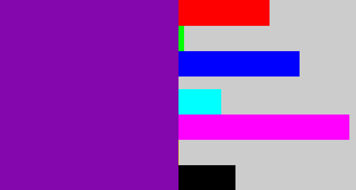 Hex color #8307ad - purple