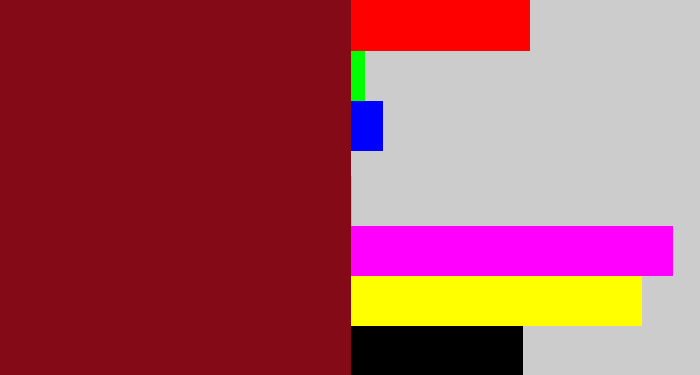 Hex color #830a16 - crimson