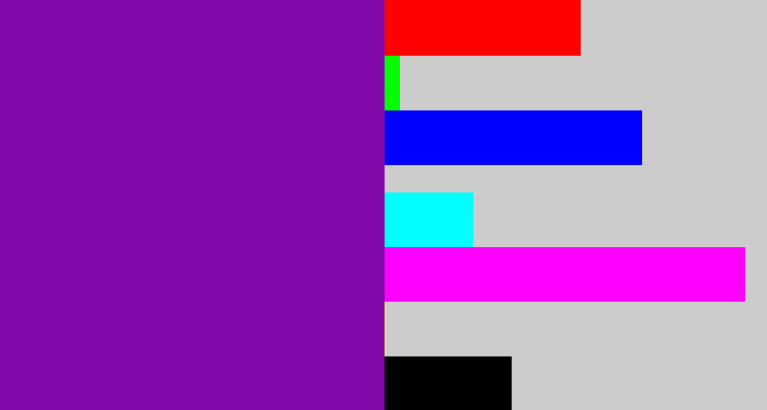 Hex color #830aab - purple