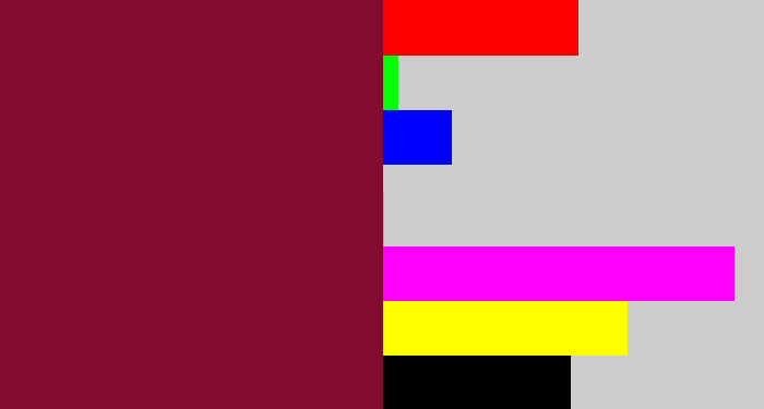 Hex color #830b2f - bordeaux