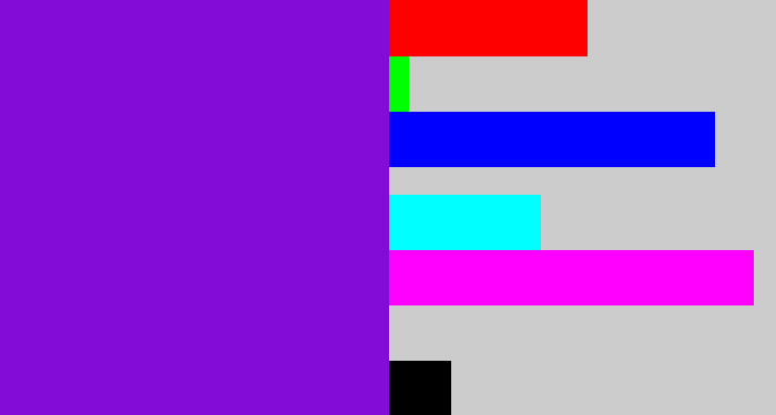 Hex color #830dd6 - violet