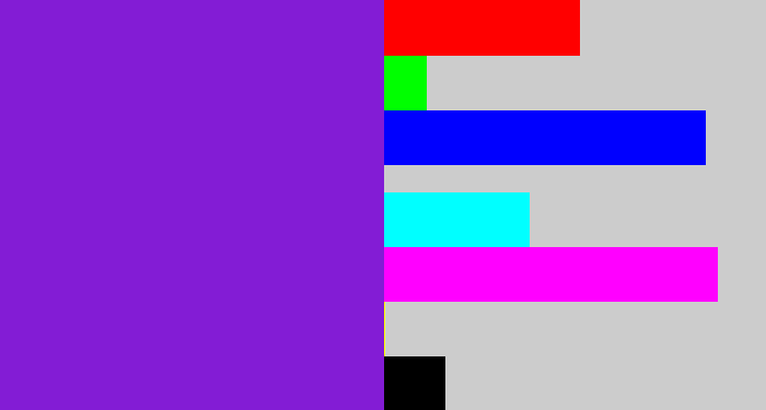 Hex color #831cd5 - violet