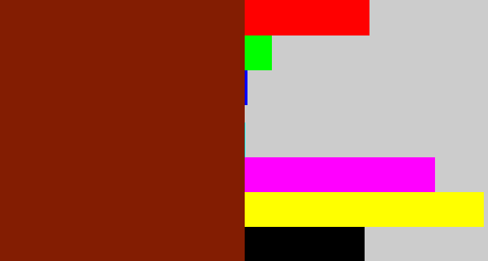 Hex color #831d02 - brick red