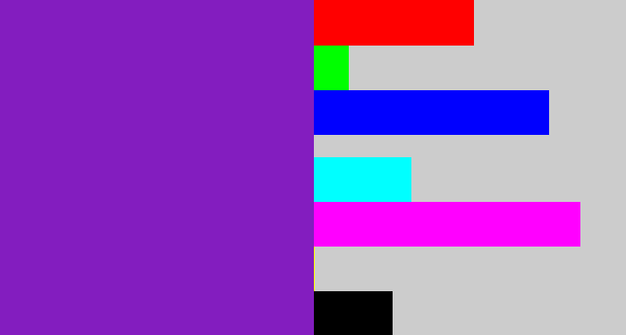 Hex color #831dbf - purple
