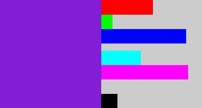 Hex color #831dd6 - violet