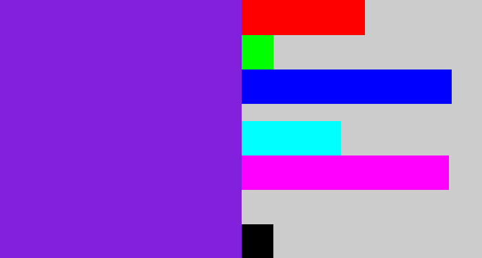 Hex color #8320de - violet