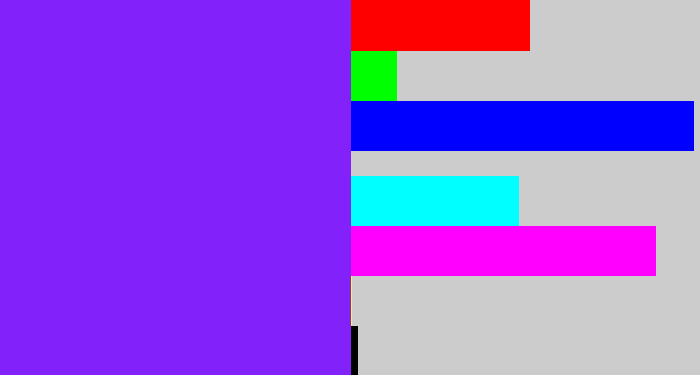 Hex color #8321fa - purply blue