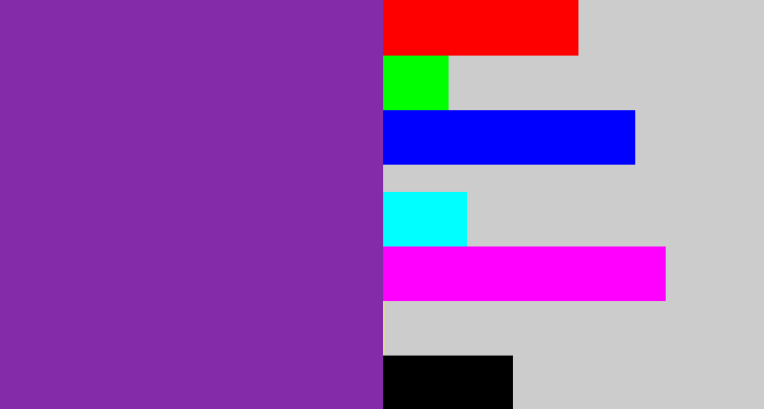 Hex color #832ba8 - purple