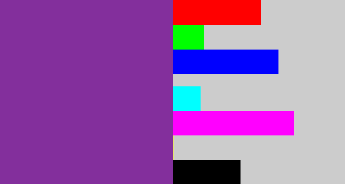 Hex color #832f9c - purple