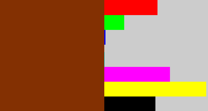 Hex color #833002 - rust brown