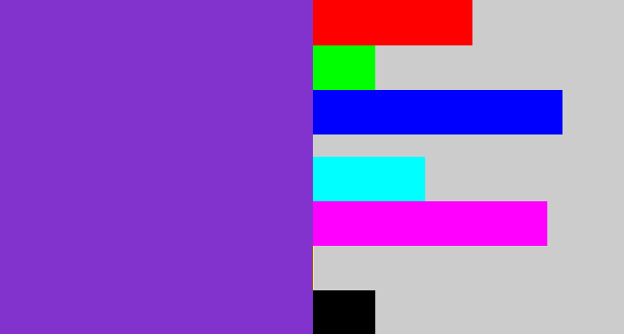 Hex color #8333cd - bluish purple
