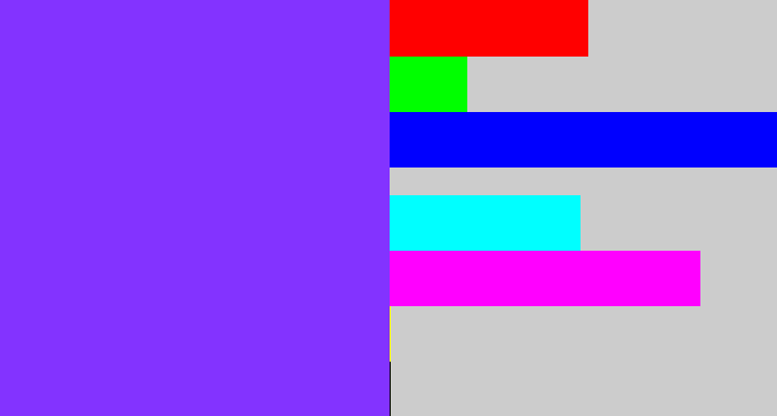 Hex color #8333ff - bluish purple