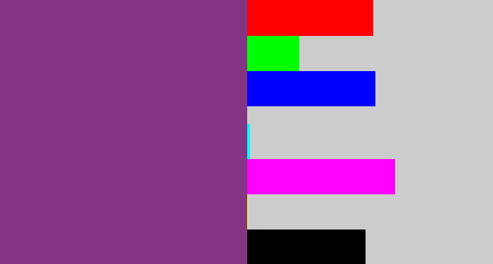 Hex color #833584 - light eggplant