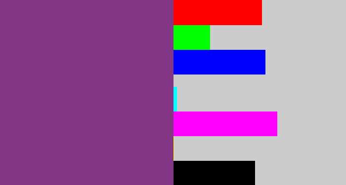 Hex color #833586 - light eggplant