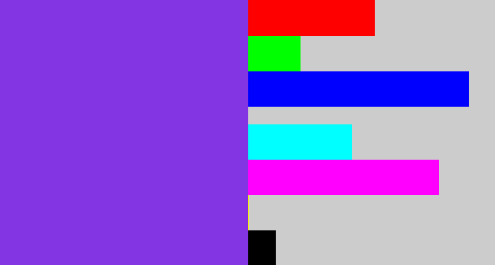Hex color #8335e3 - bluish purple