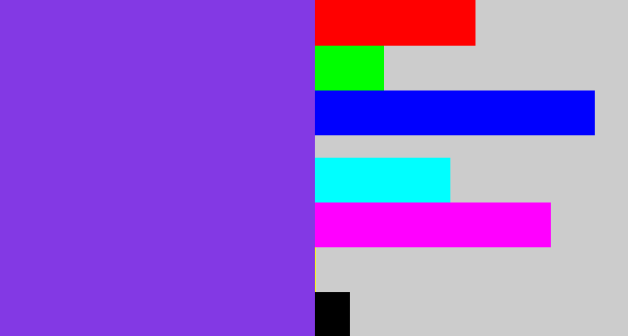 Hex color #8339e4 - bluish purple
