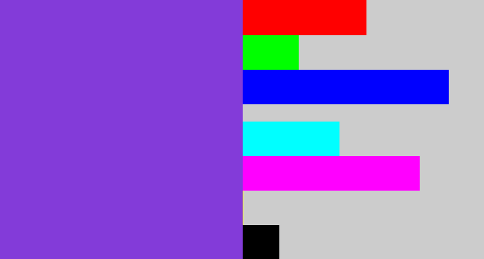 Hex color #833bd9 - bluish purple