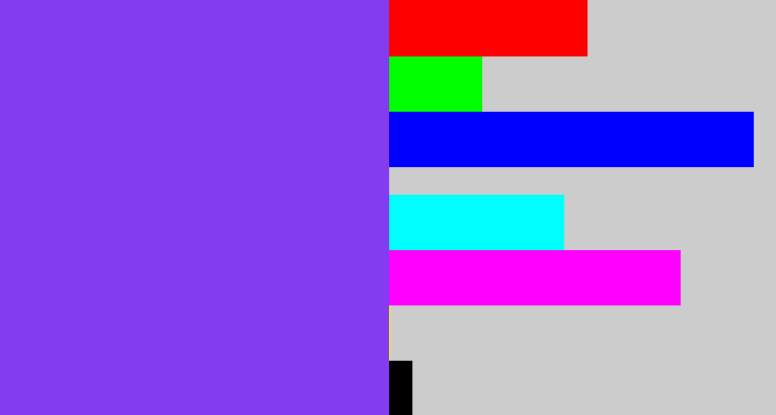 Hex color #833cf0 - bluish purple