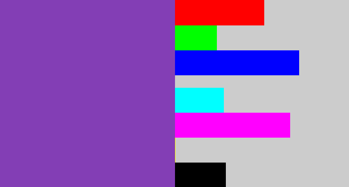Hex color #833eb5 - purply