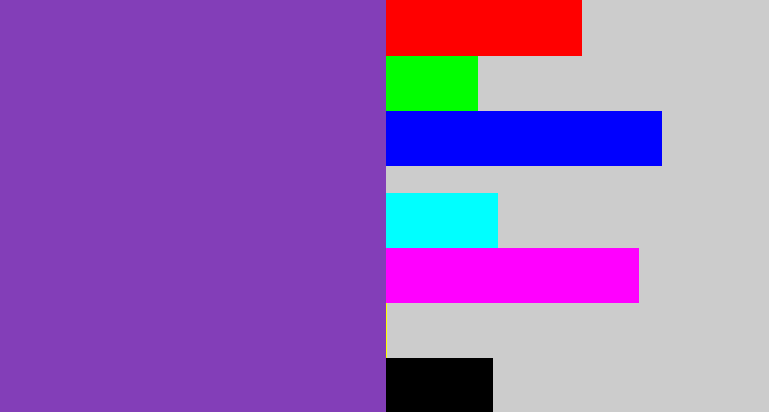 Hex color #833eb8 - purply