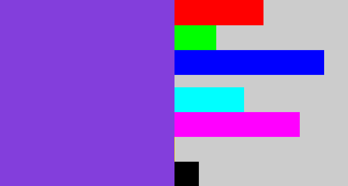 Hex color #833edc - bluish purple