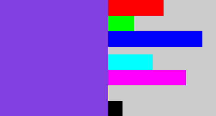 Hex color #833edf - bluish purple