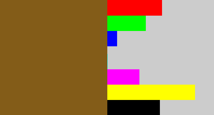 Hex color #835c18 - medium brown