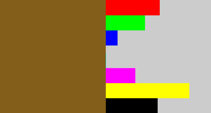 Hex color #835e1b - medium brown