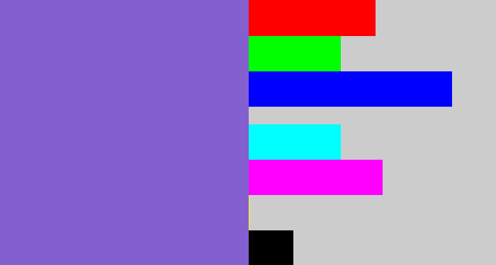 Hex color #835fd0 - purpley