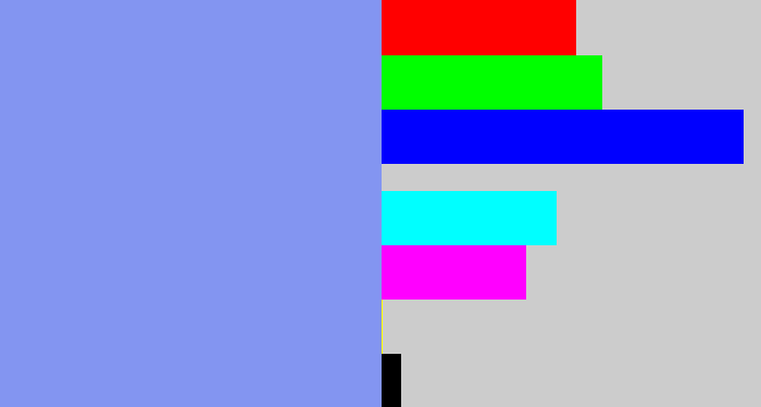 Hex color #8395f1 - periwinkle blue