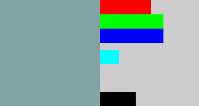 Hex color #83a2a2 - bluey grey