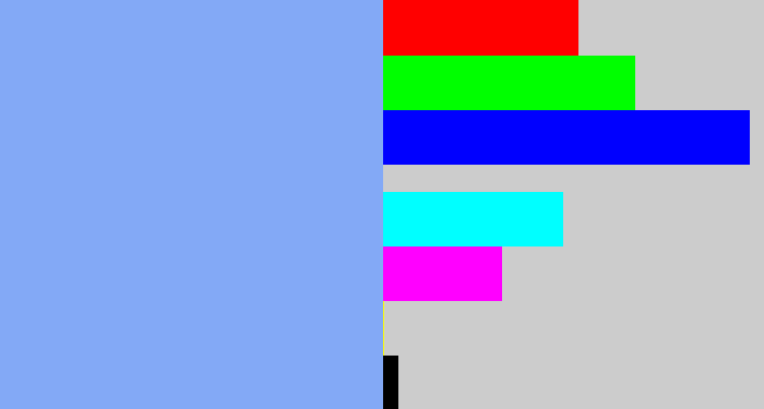 Hex color #83a9f6 - carolina blue