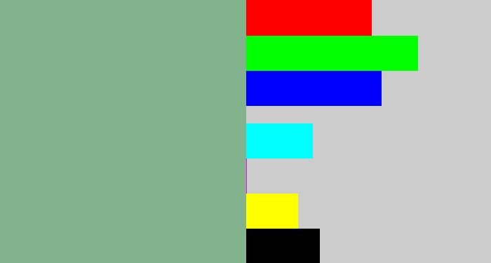Hex color #83b38d - greenish grey