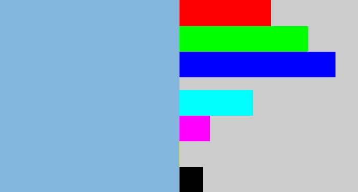 Hex color #83b7dd - light grey blue