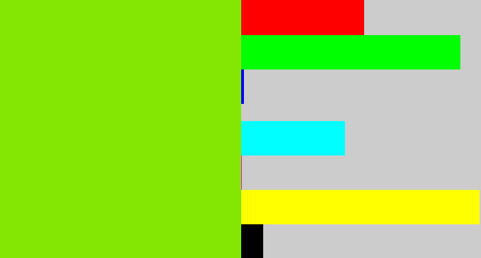 Hex color #83e703 - bright lime