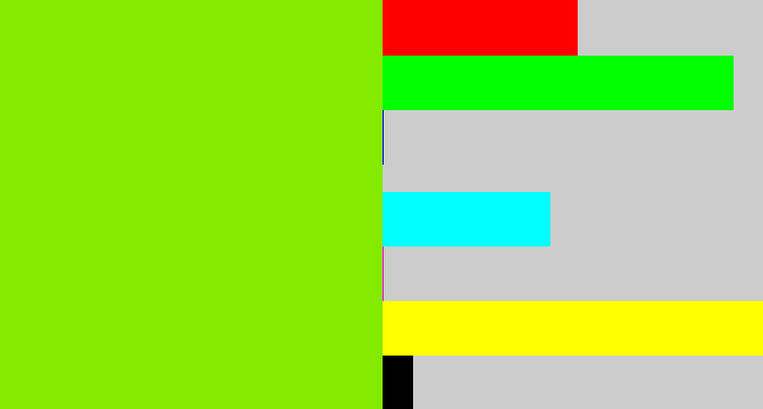 Hex color #83ea00 - bright lime