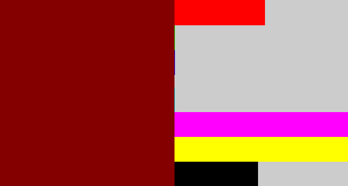 Hex color #840000 - dark red